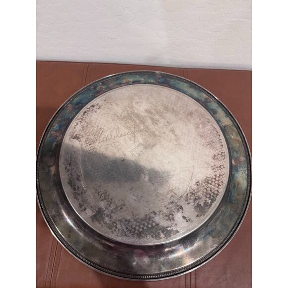 Vintage ONEIDA USA Silver Plated Ornate Design ~15” Round Serving Tray Platter - Picture 3 of 4